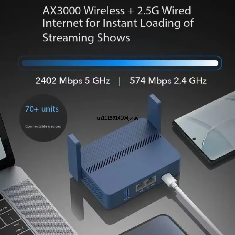 TR3000 Micro WiFi6 Router AX3000, Portable Wireless Router with 2.5G Ultra‑High‑Speed Gigabit Ethernet Port