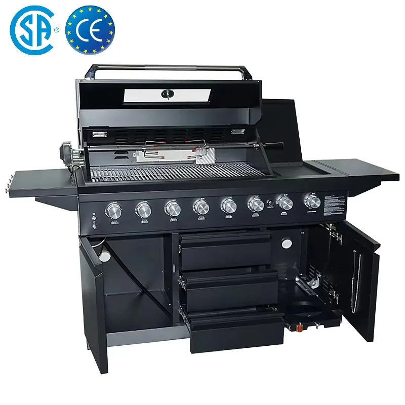 High-end 8-port stainless steel outdoor kitchen with CSA CE certificate, zero formaldehyde, with gas grill