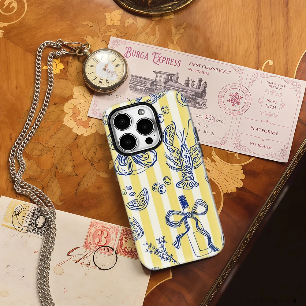 Yellow Beach Summer Ocean Phone Case for IPhone 16 15 14 13 12 11 X XS XR XSMAX 7 8 Pro Max Plus Double-layer Back Cover