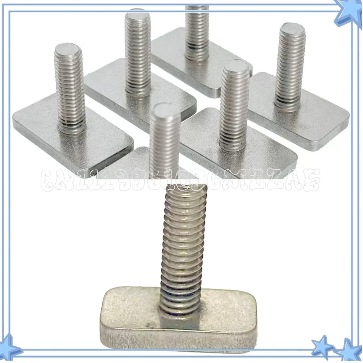 304 Stainless Steel T-shaped Track Screw, Special-shaped Rectangular T-rod Custom Welding Screw M4M6M8M10M12