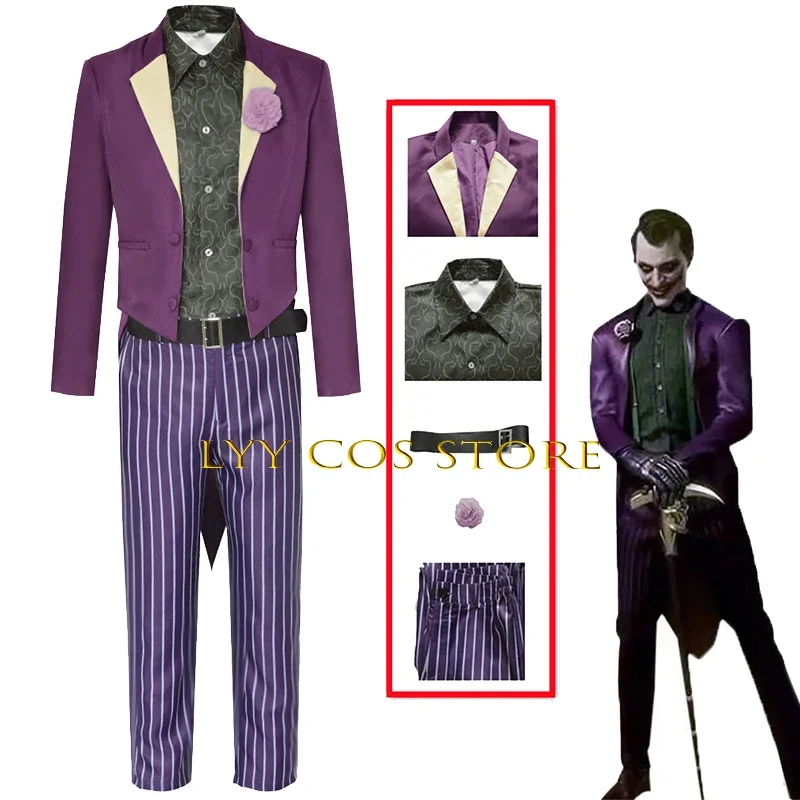 

Terror Joker Cosplay Game Combat 11 Costume Uniform Purple Suit Halloween Carnival Party Clown Cosplay for Men