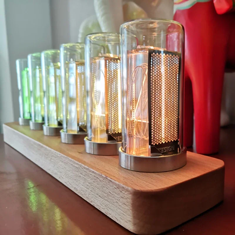 Nixie Tube Clock Led Table Glow Tube Clock Wood Luxury Digital Watch RGB Electronic Desktop Alarm Clocks Vintage Birthday Gift
