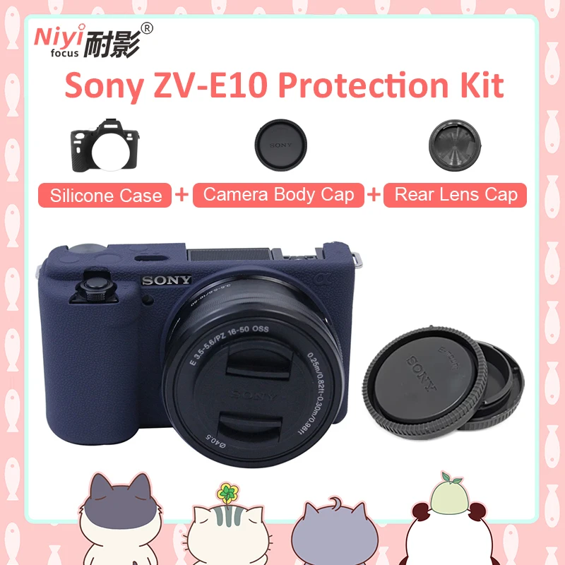 Soft Silicone Case Cover Camera Bag for Sony ZVE10 Camera Accessories With Camera Body Cap Lens Rear Cap Protect kit Sony ZV-E10