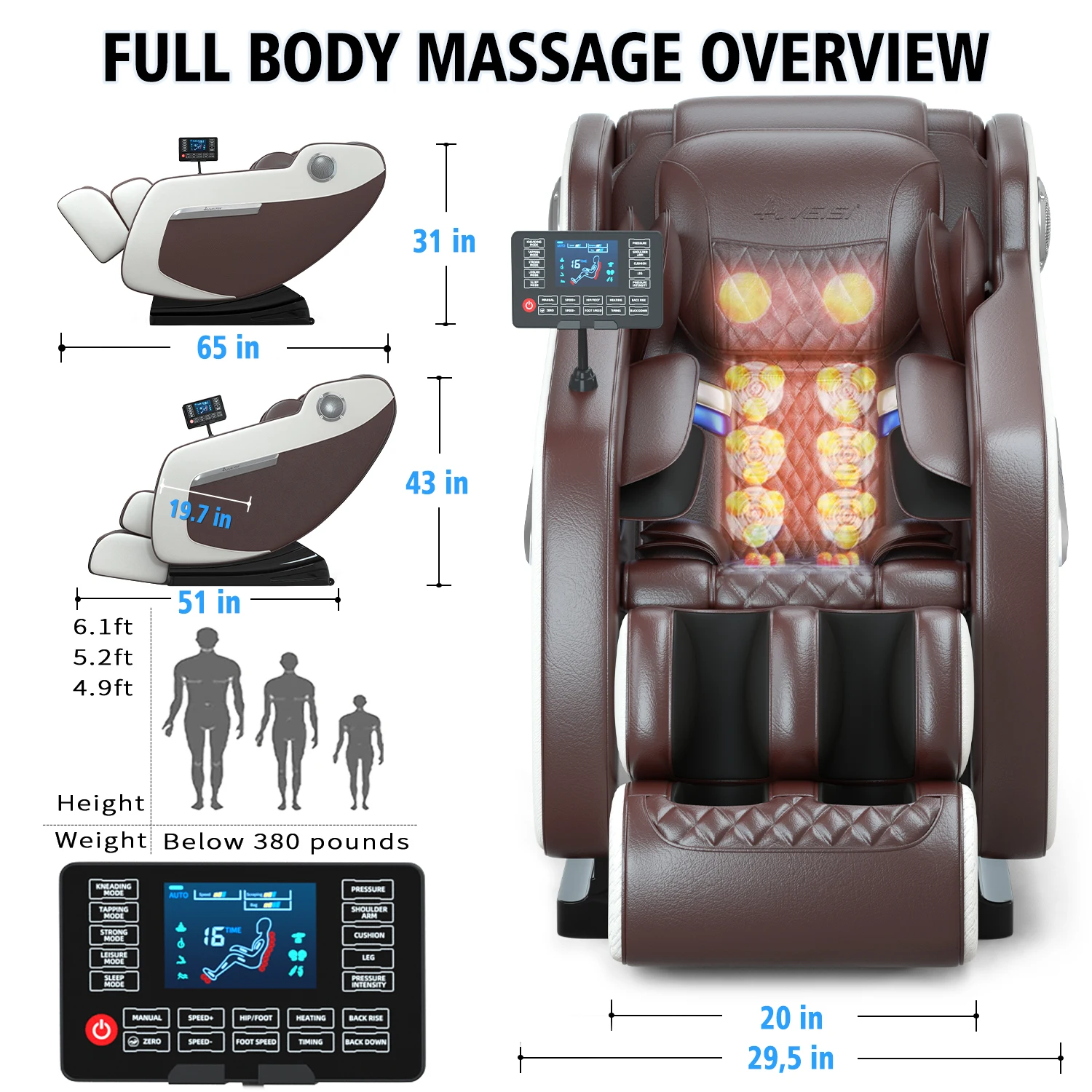 Multi Function Low Price Fully Automatic HiFi Bluetooth Heating Zero Gravity Massage Chair with LCD Control Screen Hips Massage