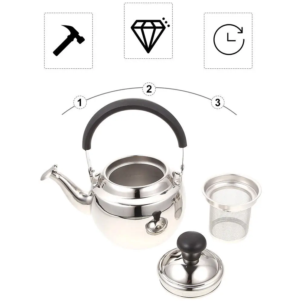 

Чайник из нержавеющей стали большой емкости, износостойкий металлический чайник для воды, бытовой чайник для плиты, кухонный кофейник на каждый день