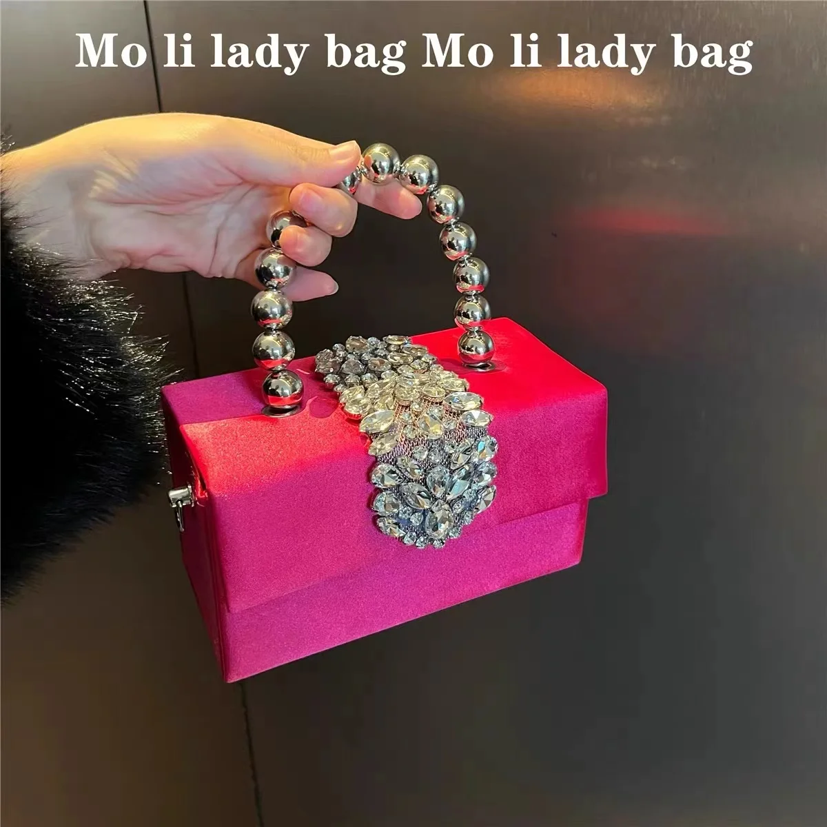 Women Satin Handbag Luxury Square Bag Crystal Shiny Rhinestones Diamond Evening Bag Wedding Party Clutch Purse Crossbody Bag