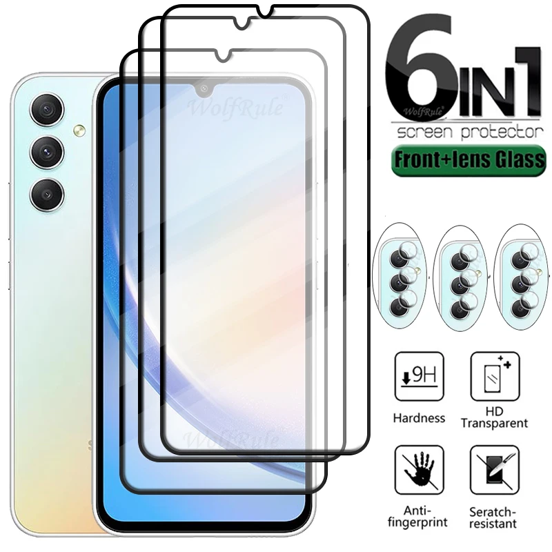 6-in-1 For Samsung Galaxy A34 5G Glass For Samsung A34 5G A05S A15 A35 A55 A13 A04S A14 Screen Protector Samsung A34 Lens Glass