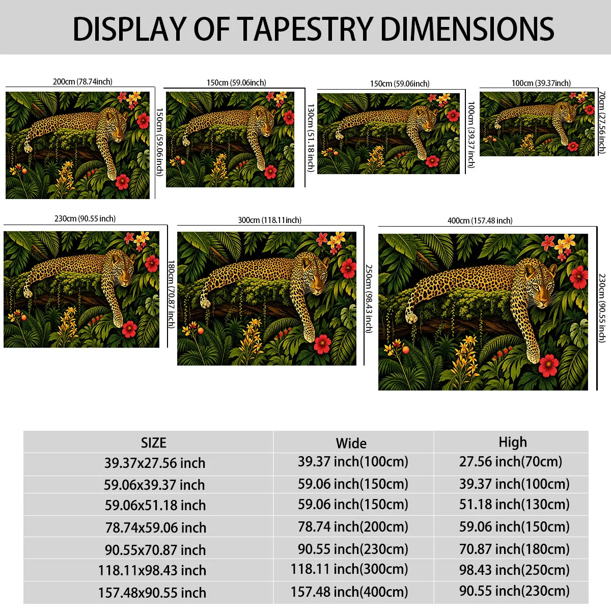 1pc Jungle Leopard Tropical Flowers Tapestry 90g, Multiple Sizes, Wall Decor Backdrop, Space Hanging, Gift Background Cloth