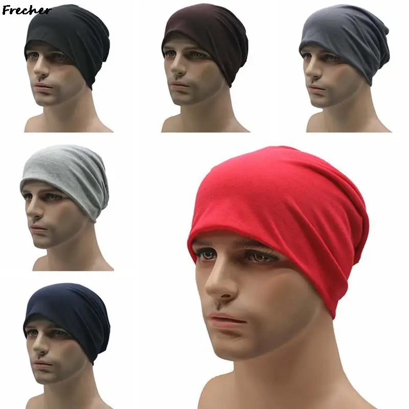 Unisex Baggy Bonnet Cap Slouchy Beanie Hats Summer Casual Elastic Caps Autumn Solid Color Skullies Breathable Cotton Turban Hat