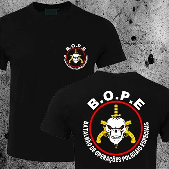 Short Sleeve Casual O-Neck Mens T Shirts Cool BOPE Tropa De Elite Brazil Special Elite Forces T-Shirt graphic oversized funny