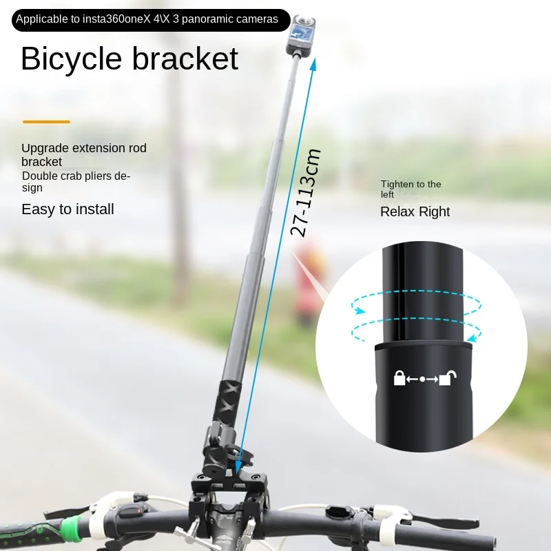 for Insta360 X4 X3 X2 Bicycle Bracket Accessories with Invisible Selfie Stick Holder Handlebar Mount Stand Accessory