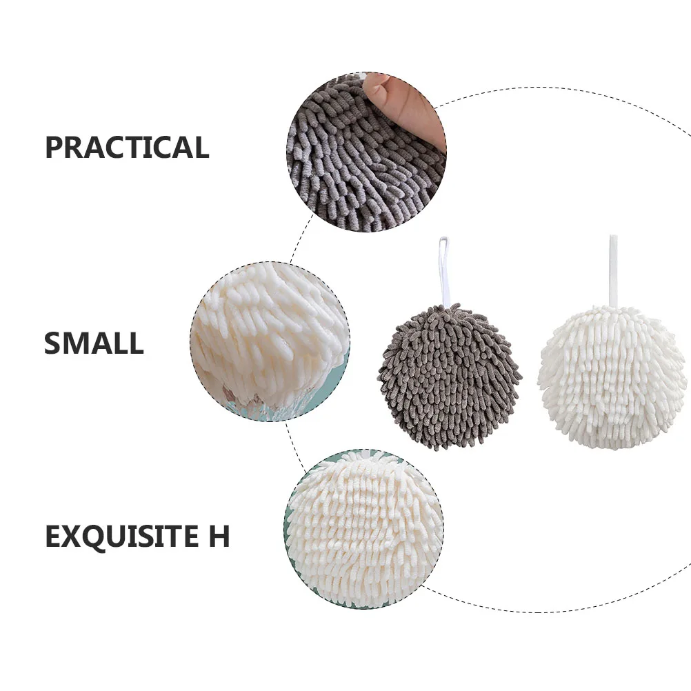

2 Pcs Handball Towel Hanging Absorbing Balls Chenille Creative Spherical