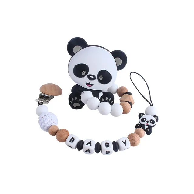 Spersonalizowany angielski silikonowy klips do smoczka dla niemowląt Panda Dummy Chains Newborn Baby Shower Gift