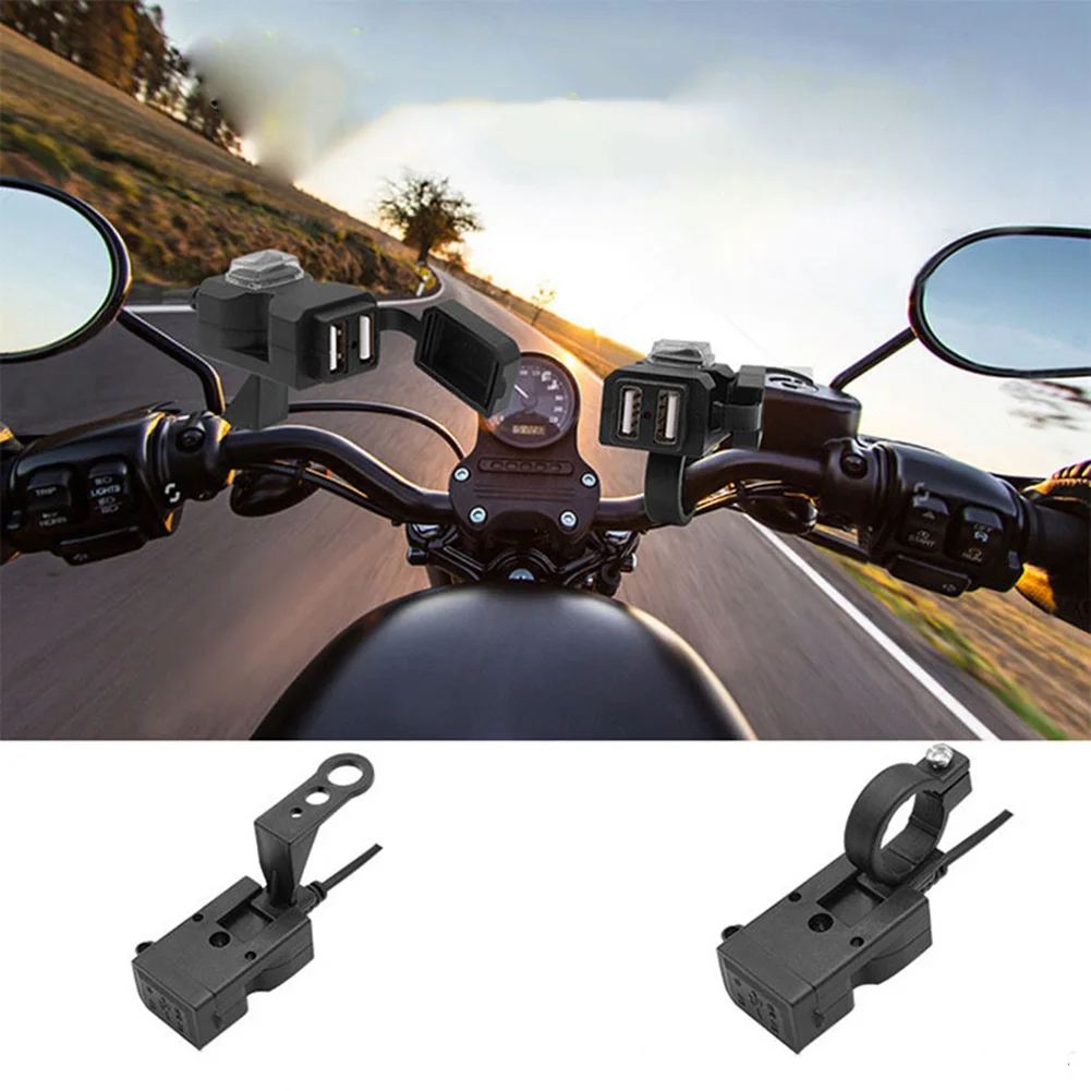 For Smart Output Power Outlet Adapter Black 9V-90V Motorcycle Phone Charger Dual USB Charging Ports with Protective Cover Widely