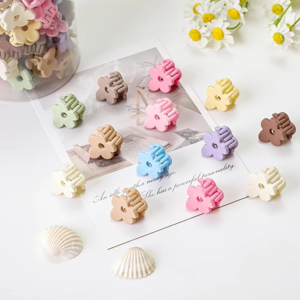 

100PCS Small Flower Hair Clips Mini Baby Claw Cute Jaw Hair Pins Toddler Barrettes - Assorted Colors Toddler Hair Accessories