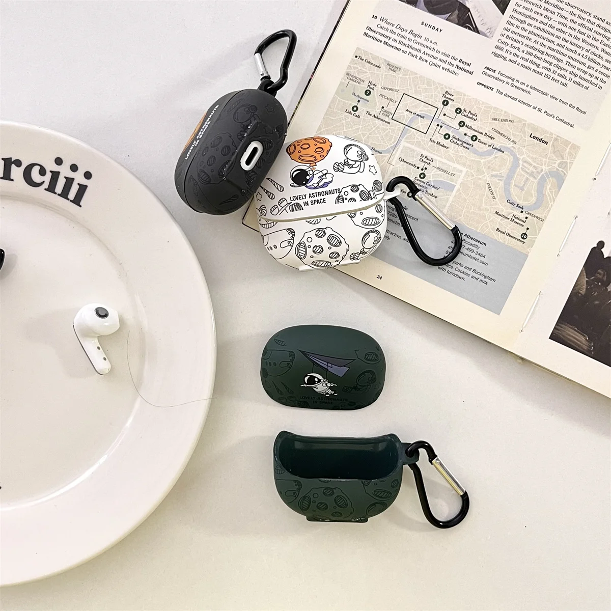 حافظة سماعات أذن مقاومة للصدمات لشاومي برادز 5 ، رسوم كرتون لطيفة ، IMD ، رائد فضاء ، ملصق كريستالي ، غطاء سماعات أذن مع خطاف