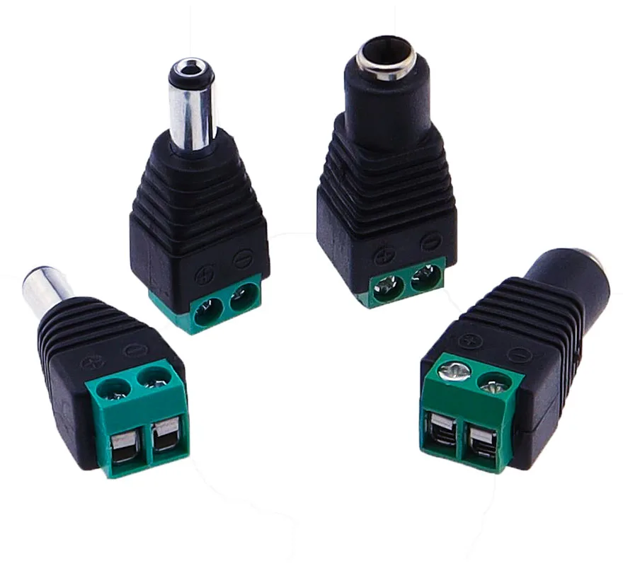 5pairs DC 12V Male Female Connectors 2.1*5.5mm Power Plug Adapter Jacks Sockets Connector For Signal Color LED Strip CCTV Camera