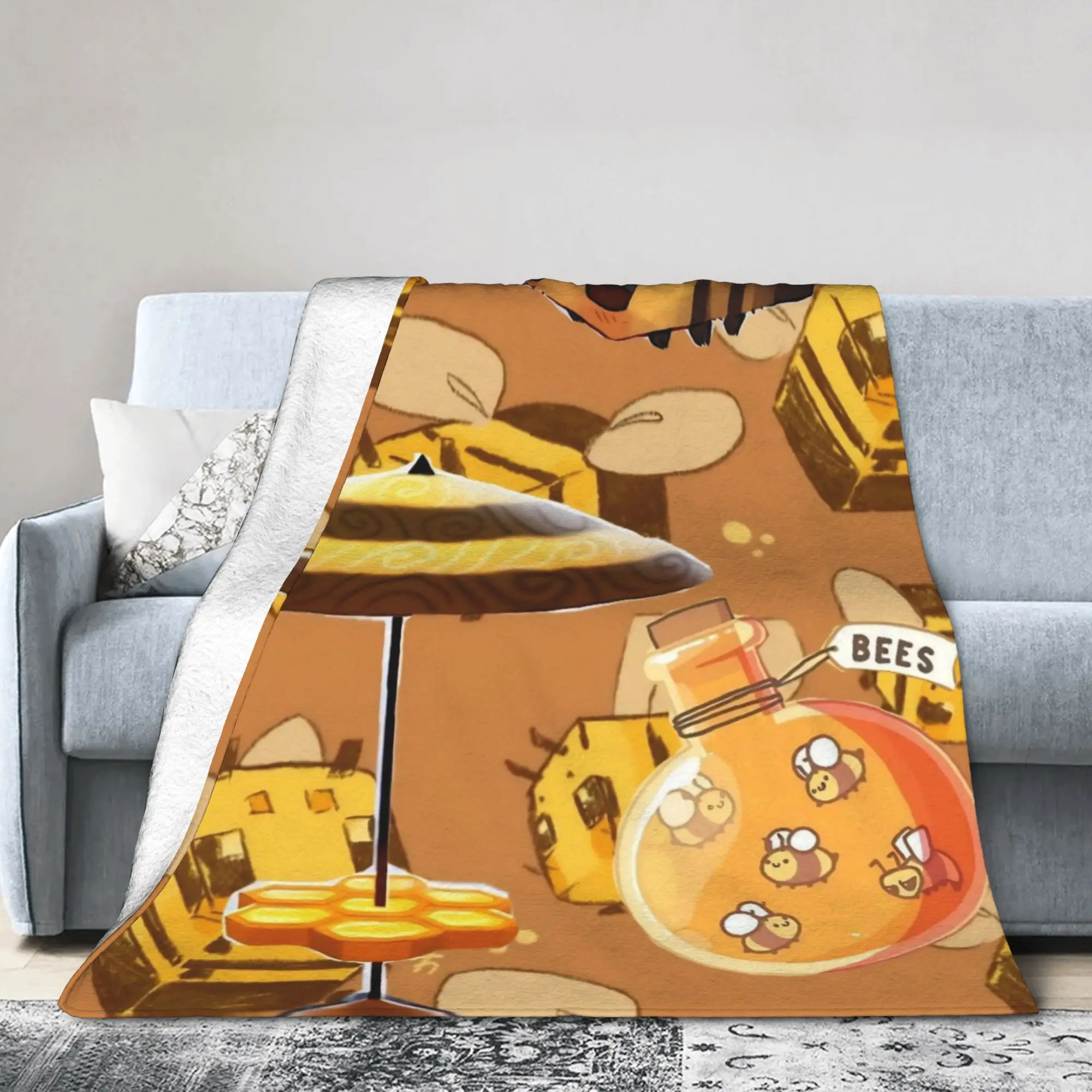 Bee Swarm Simulator BSS Game Funny Knitted Blankets Flannel Cartoon Super Soft Throw Blanket for Bedroom Travel Multifunction