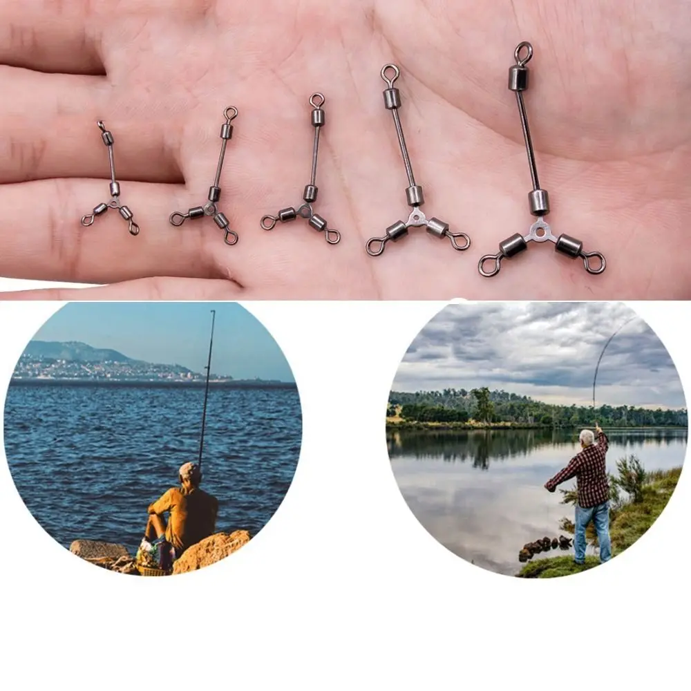 Connector Rotating Ring Fishing Barrel Swivel Fishing Three Way Swivel O-Shape Fishing Connector Long Leg Fishing Swivels