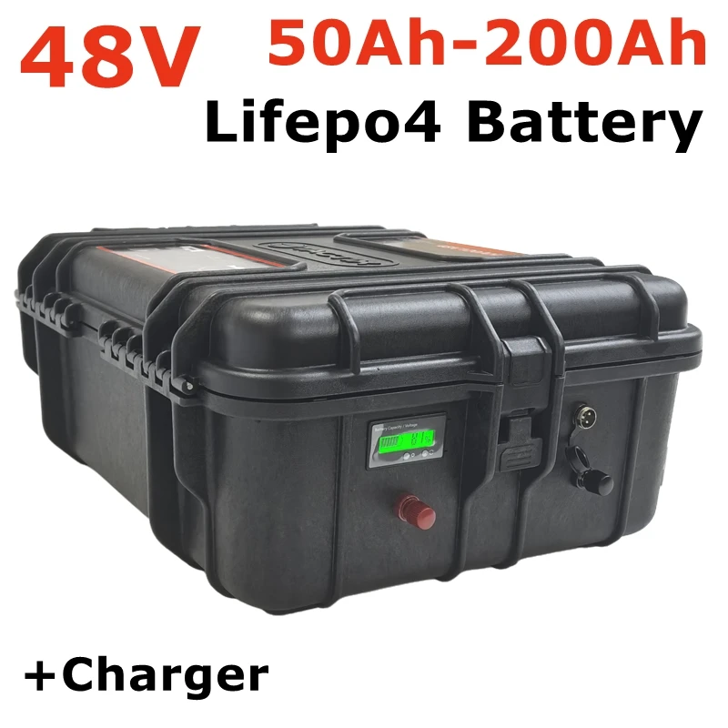 Waterproof Lifepo4 Battery 48V with Charger 60Ah-200Ah for Boat Car Trolling Motor Solar System - High Capacity Energy Storage
