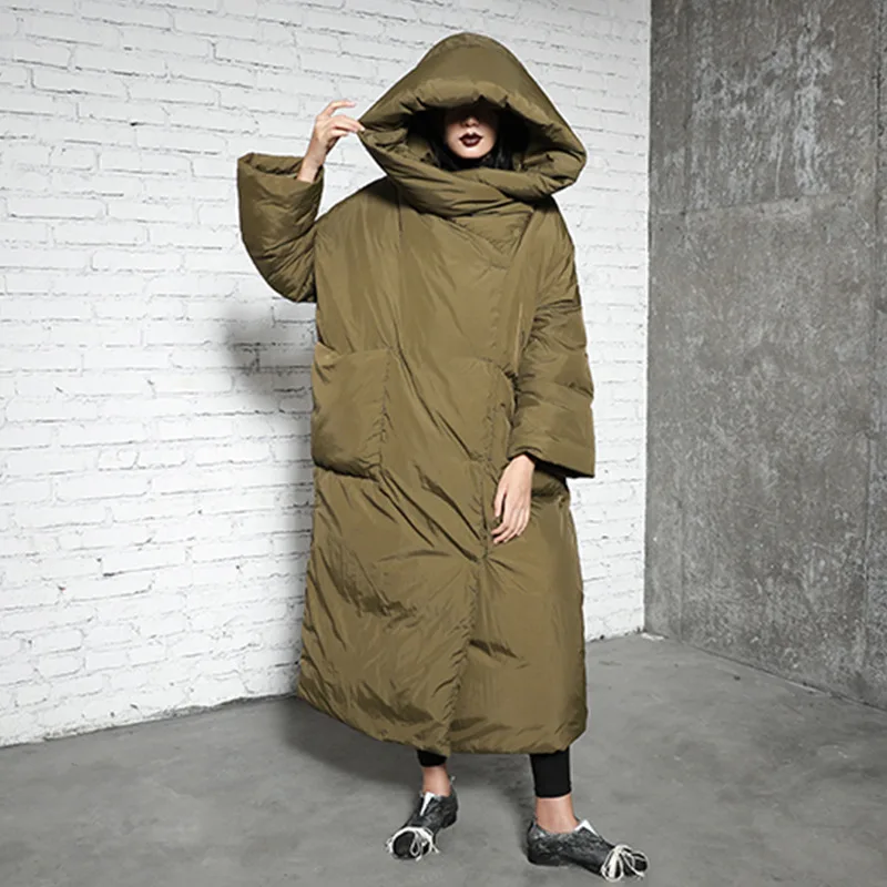 Women's Autumn Winter Top Coat Down Jacket White Duck Down Hooded Comfortable Loose Casual Design Fashion Niche Versatile Skinny