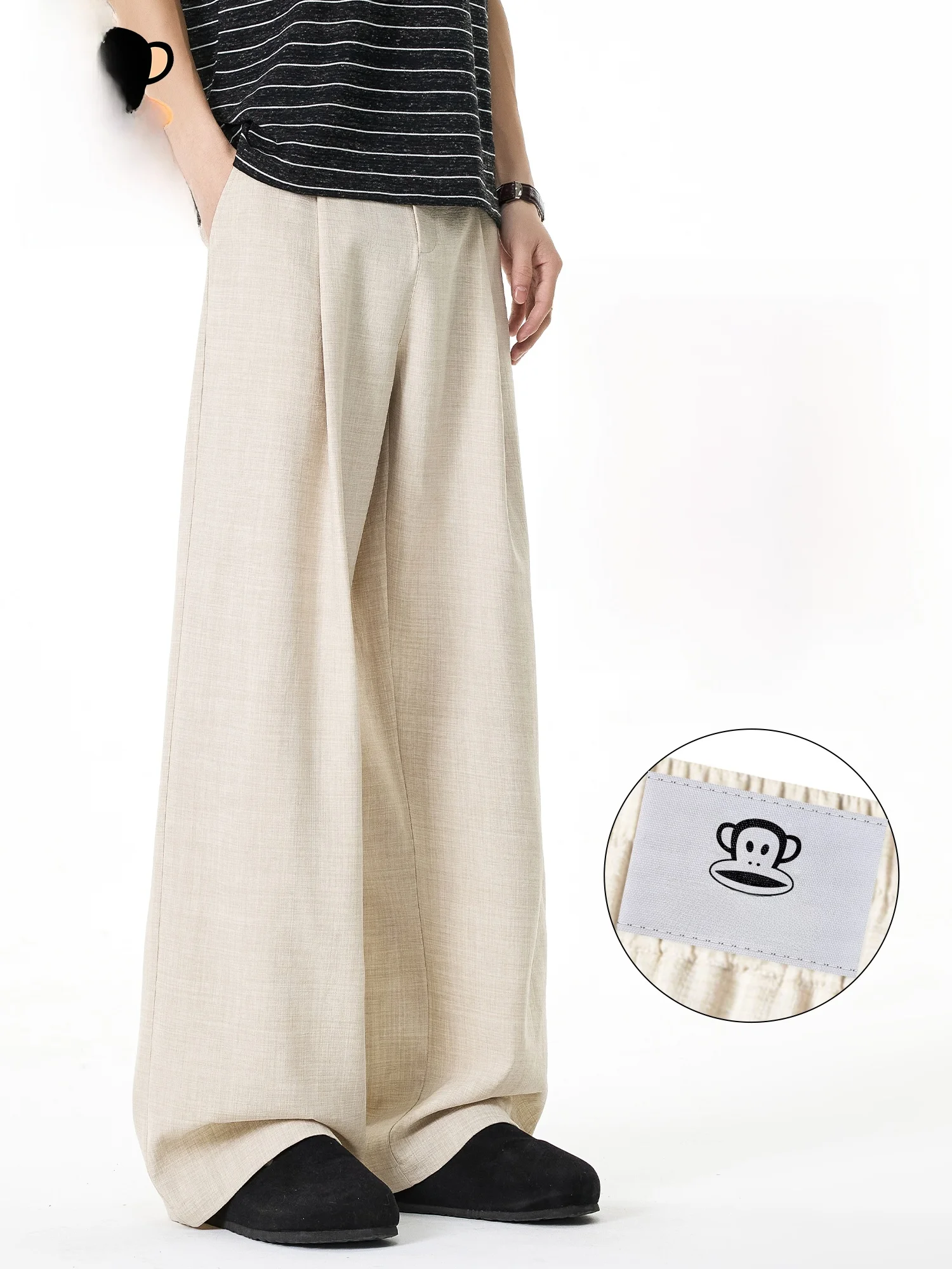 

PaulFrank Men's Casual Straight Leg Pants Loose Drapey Comfortable Polyester Fiber Breathable Summer Faion Trousers