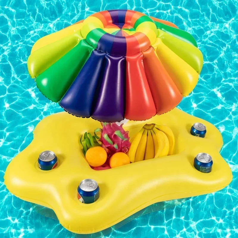 1 pz acqua gonfiabile arcobaleno secchiello per il ghiaccio albero di cocco parasole Ice Bar sottobicchiere vassoio gonfiabili piscina giocattoli piscina gonfiabile