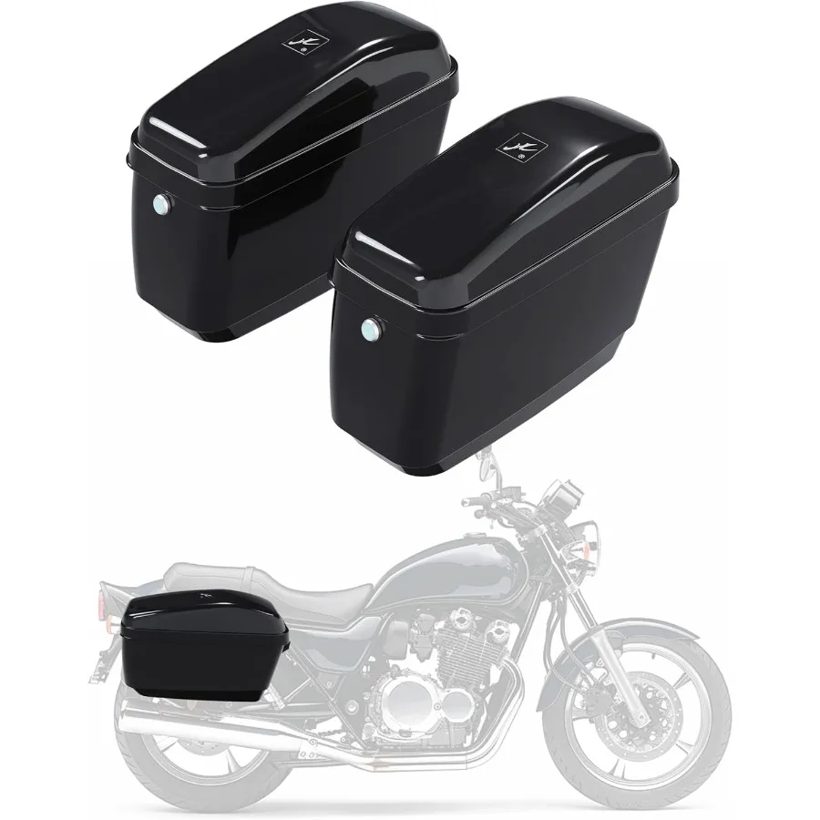 

45л мотоциклетные жесткие седельные сумки с замком для Harley Davidson Honda Shadow Kawasaki Vulcan VN прочный пластиковый черный багажник Stora