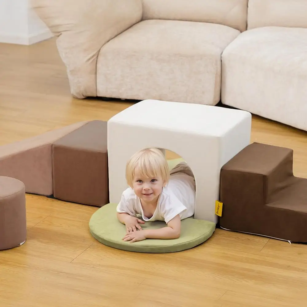 7-teiliges Kletterschaumstoffblock-Set für Kleinkinder – Montessori-inspiriertes Indoor-Spiel für die Entwicklung motorischer Fähigkeiten (grau)