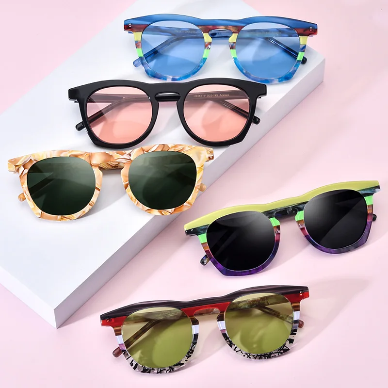 

Stylish Matte Acetate Sunglasses Unisex Round Sun Glasses Celebrity Look Driving Shades