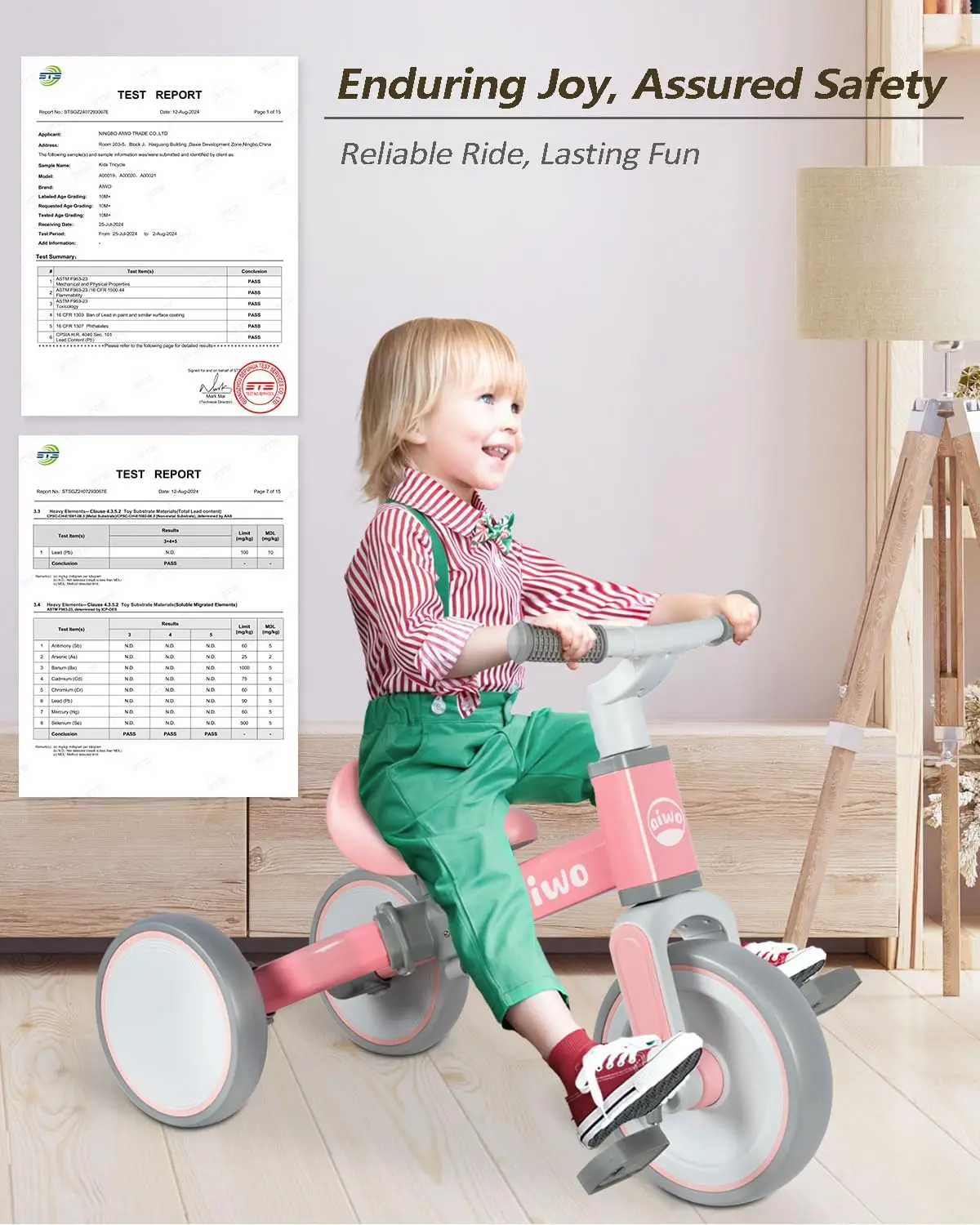 5in1 Tricycle for Toddlers 1-3, Toddler Balance Bike for 1 to 4 Year Old Kids Boys Girls First Gift, Ride-on Toys Toddler Bike w