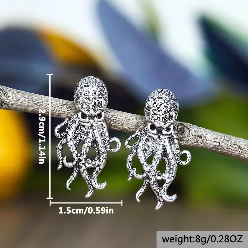 1pair Fashion Creative Octopus Wearable Earrings for Women Vintage Style Animal Earrings Party Decor Birthday Gifts