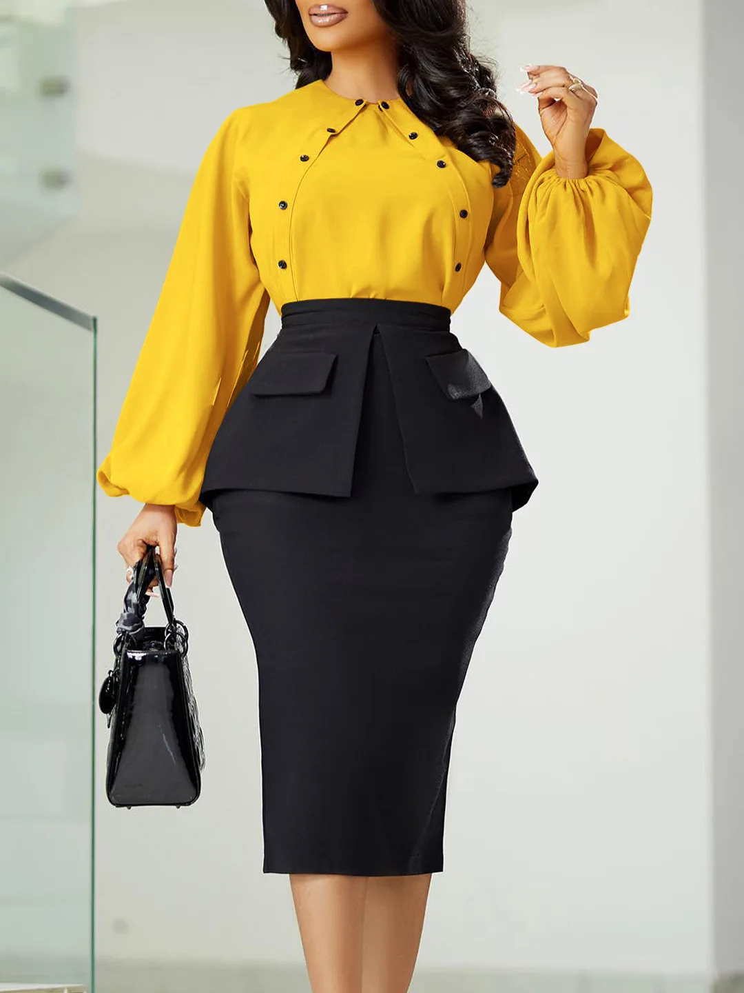 2024 new fashion women\'s suit temperament commuter long-sleeved clothing bag hip skirt two-piece set