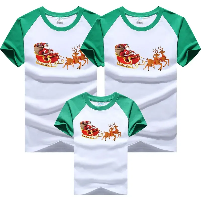 New Year T-shirts for Whole Family Christmas Mom and Daughter Son Dad Matching T-shirts Cotton