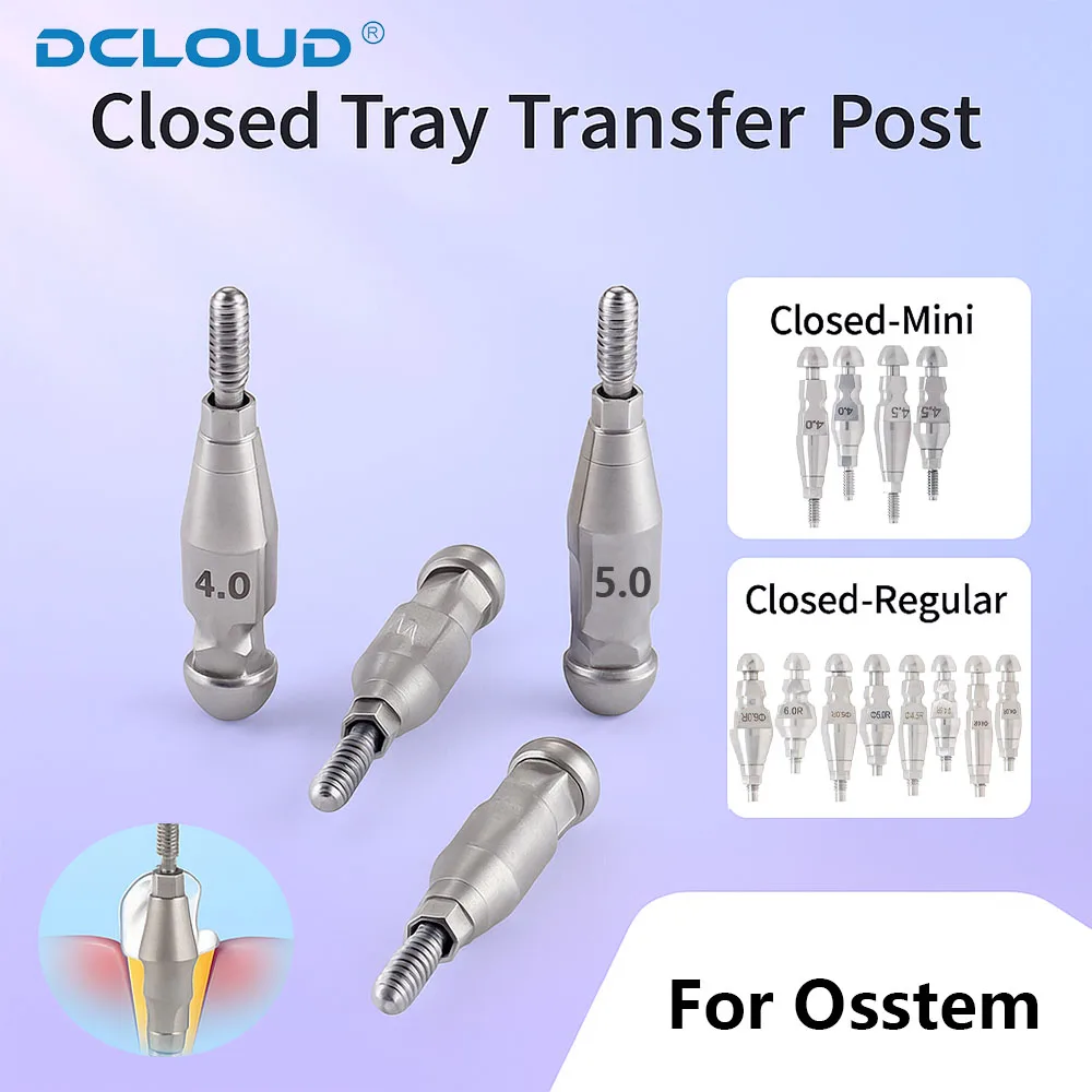 

1Pc Dental Transfer Impression Coping Plaster Fixture Titanium Closed Tray Impression Mini/Regular Tray Fit OSSTEM Analog Tools