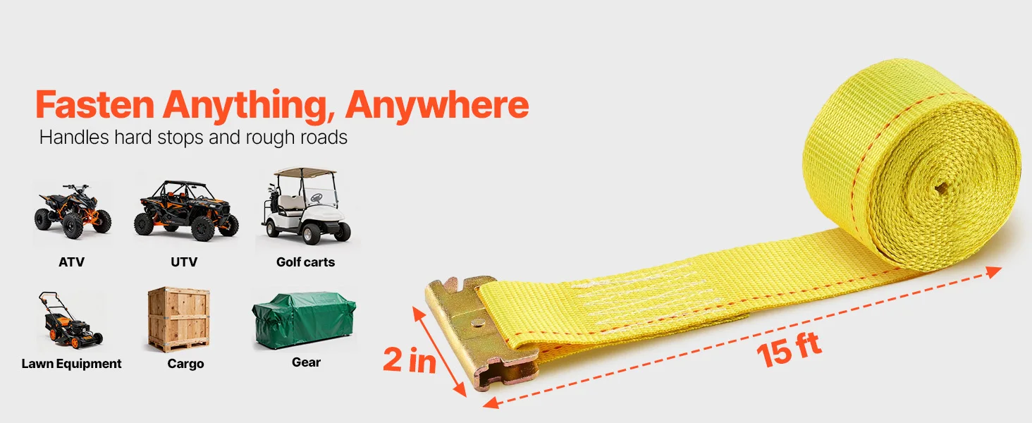 SucceBuy Ratchet Straps 2in x 15ft 30 Pack 4400 lbs Break Strength & 1460 lbs Rated Load Tie Down Ratcheting for Moving Trailers