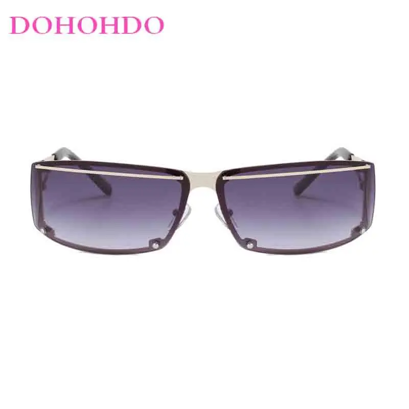 Kacamata Hitam Wanita Logam Persegi Panjang Steam Punk Y2k Desain Merek Mewah Kacamata Hitam Pria Fotografi Jalanan Perjalanan Kacamata Fashion UV400