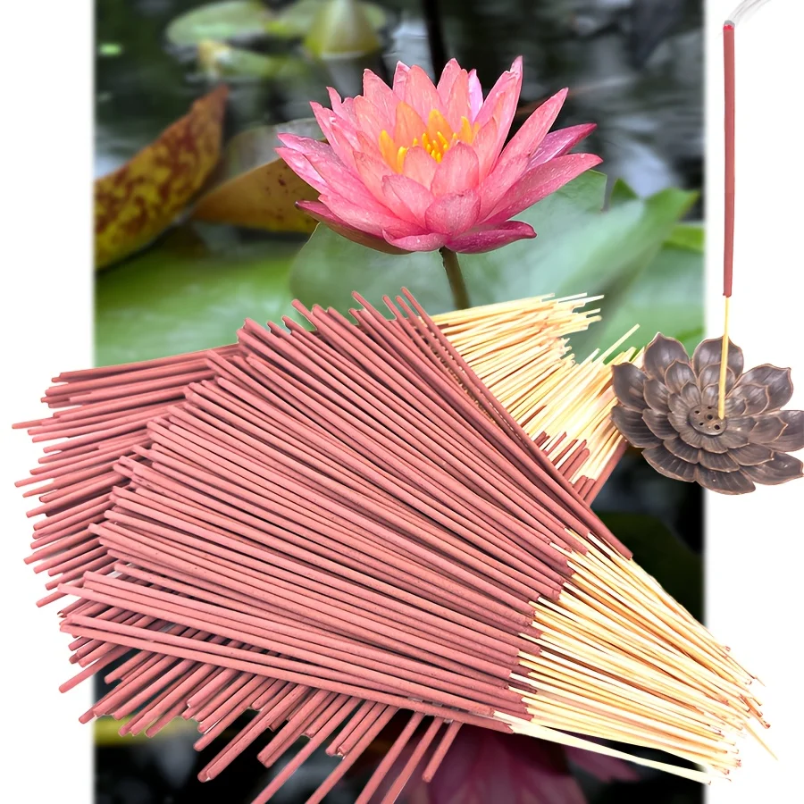 New Lotus-Flavored Premium Incense Sticks, 22cm Long and Thick, Handmade Incense Sticks Made from Lotus Fragrance Powder, with a Natural and Fresh Scent, Calming and Invigorating, Repelling Mosquitoes and Eliminating Odors, Suitable for Yoga, Meditation, Hosting Guests, Reading, Etc Great Gifts for the Holidays