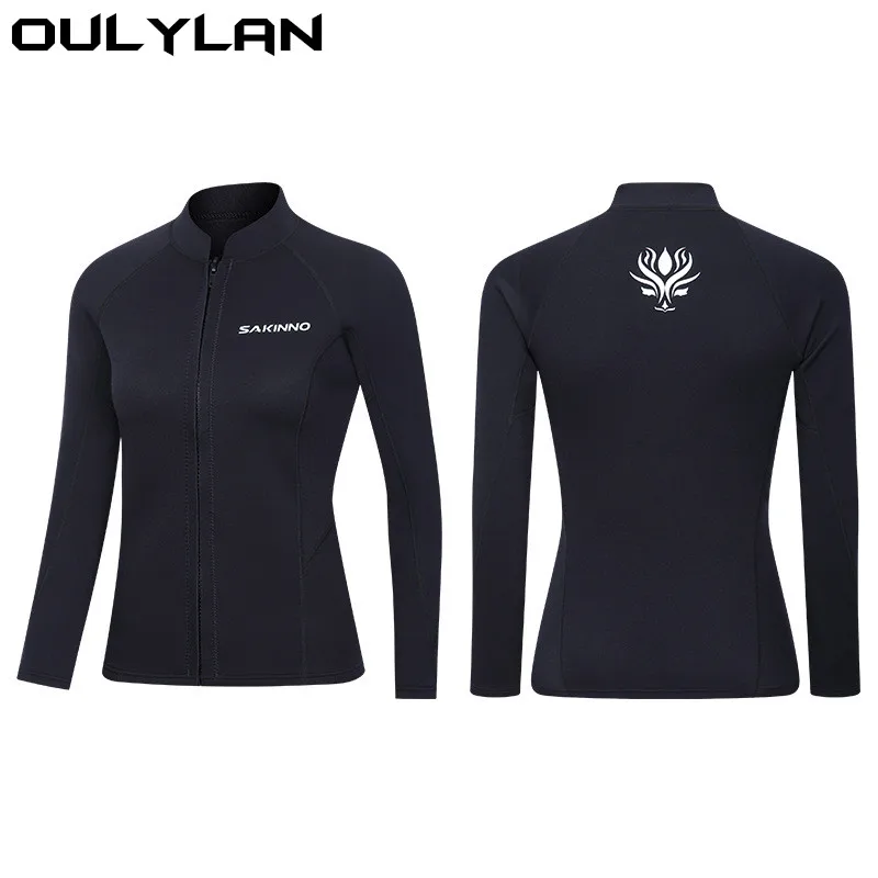 Oulylan Wetsuit Jacket 2mm 3mm Front Zipper Diving Tops for Women Men Surfing Snorkeling Dive Winter Swimming Suit Keep Warm