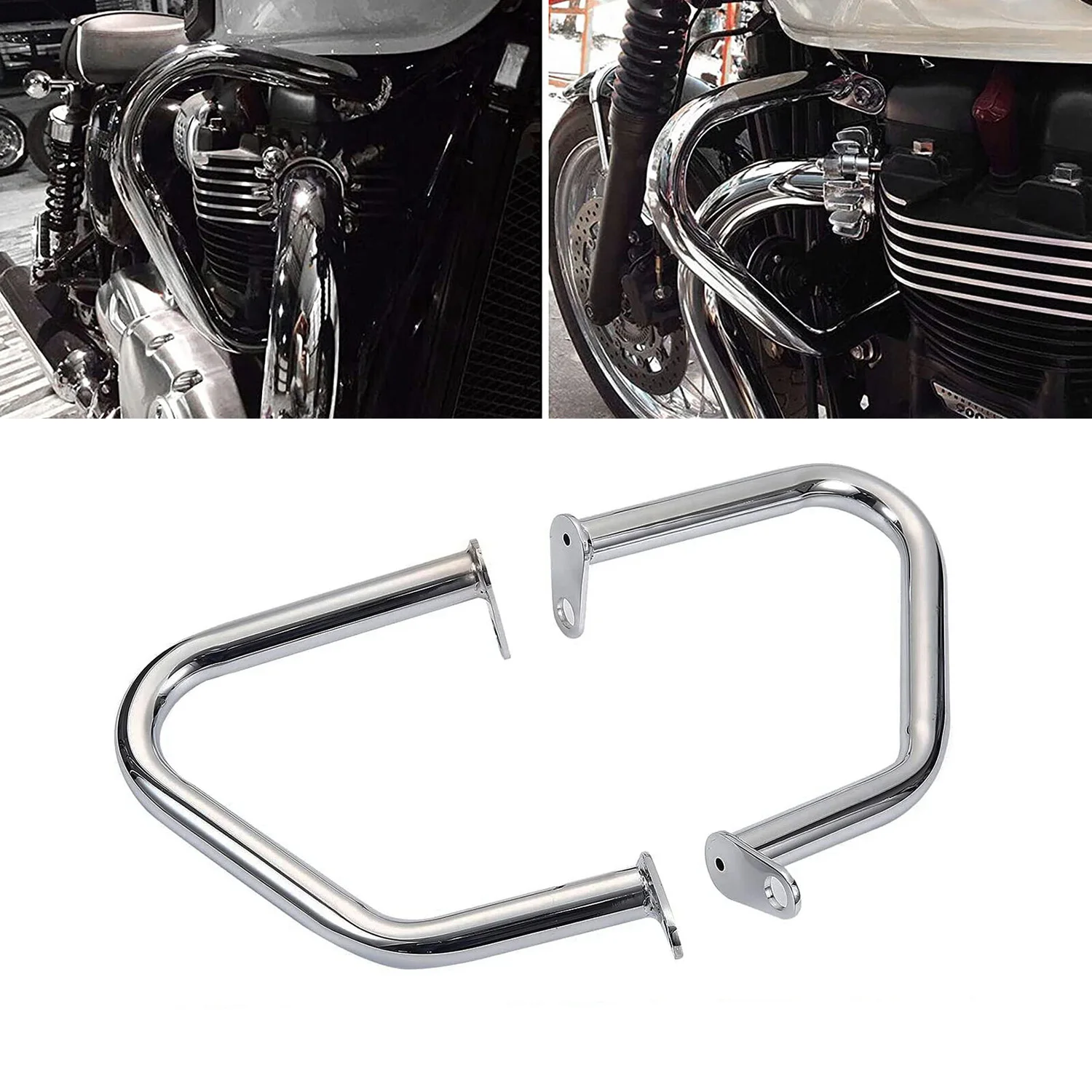 

Chrome Engine Guards Crash Bars Fit For Triumph Bonneville T120 T100 Bobber Thruxton 1200/R Street Cup 2016-2021