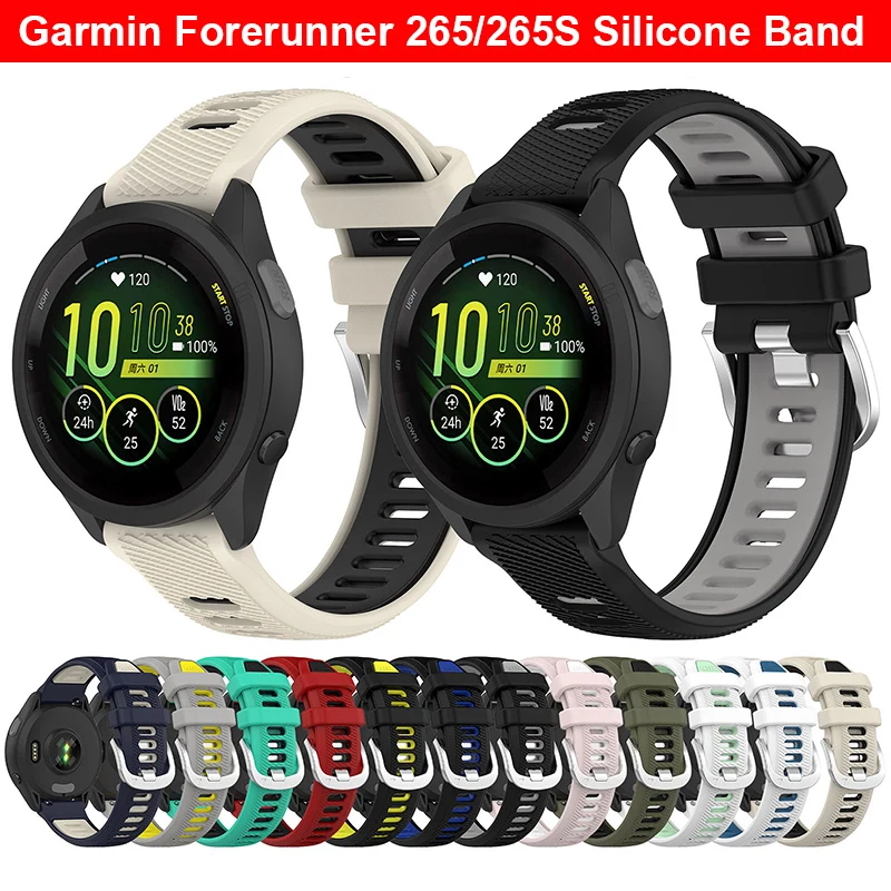 

ORiginal Watch Strap for Garmin Forerunner 265 265s Official Silicone Band for Forerunner 265/forerunner 265s Strap 18 20mm 22mm