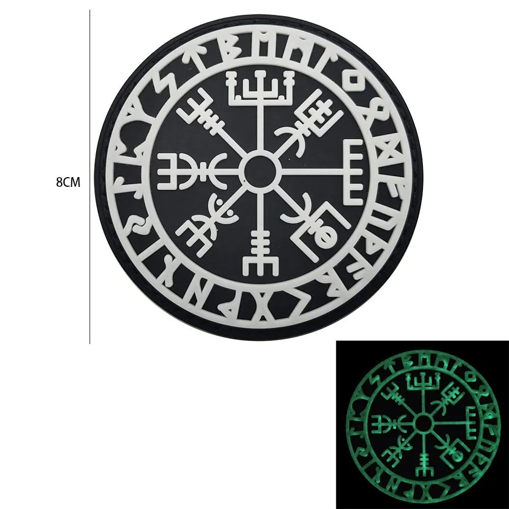 3D PVC Viking Battle Ax Runavin Odin Compass Lone Wolf Logo Armband Odin God Rune Magic Sticker Badge Vking Rubber Patch