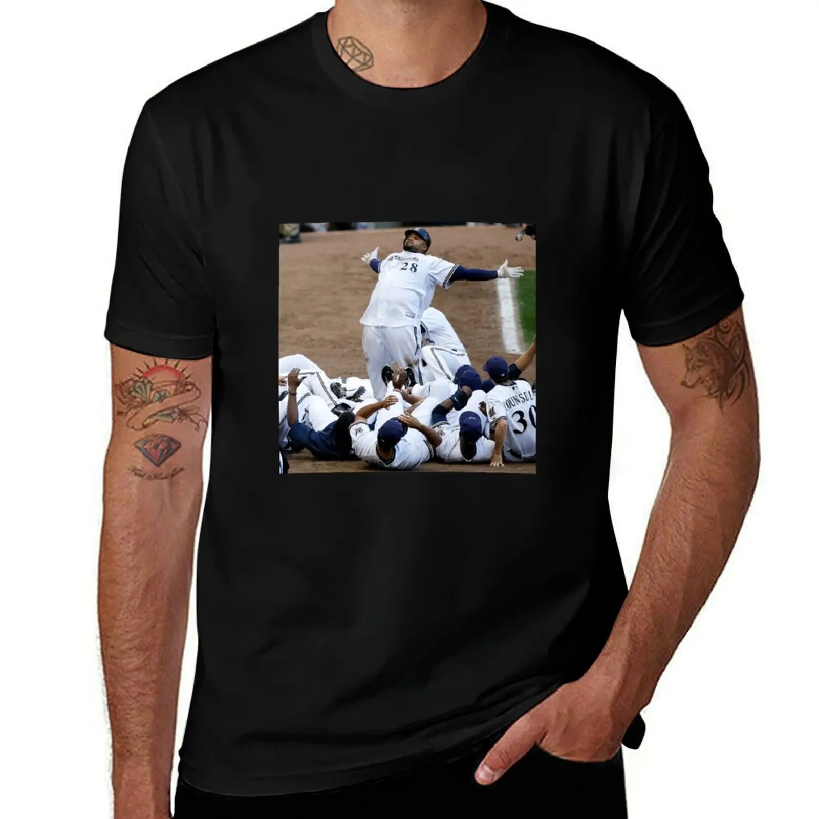 Prince Fielder Celebration T-Shirt basketball graphic tees boys whites mens t shirts