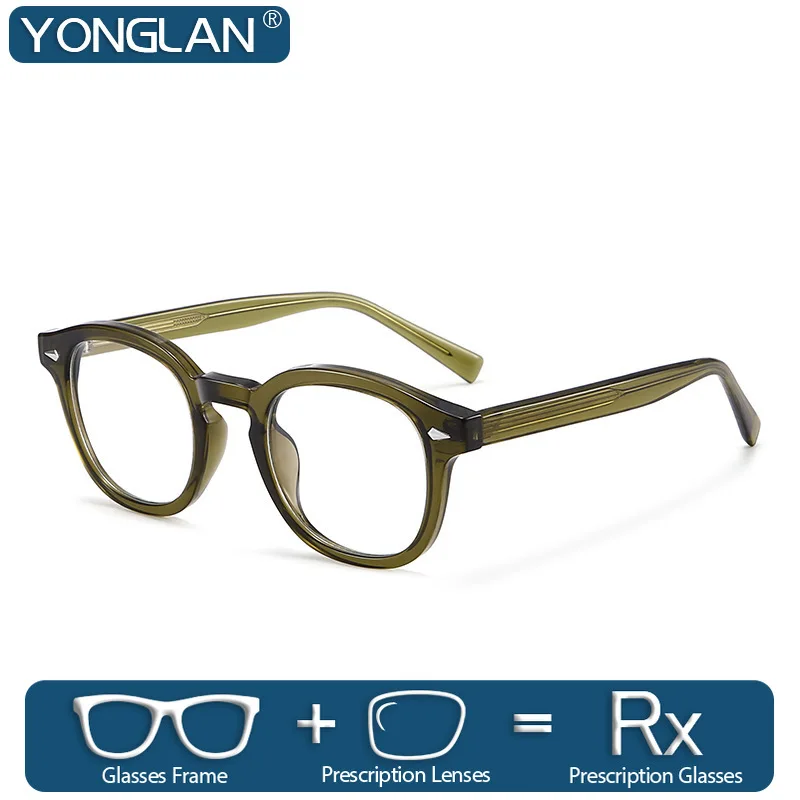 

YONGLAN Trendy Anti Blue Light Prescription Myopia Student Glasses Photochromic Driving Sunglasses Round Reading Men's Glasses