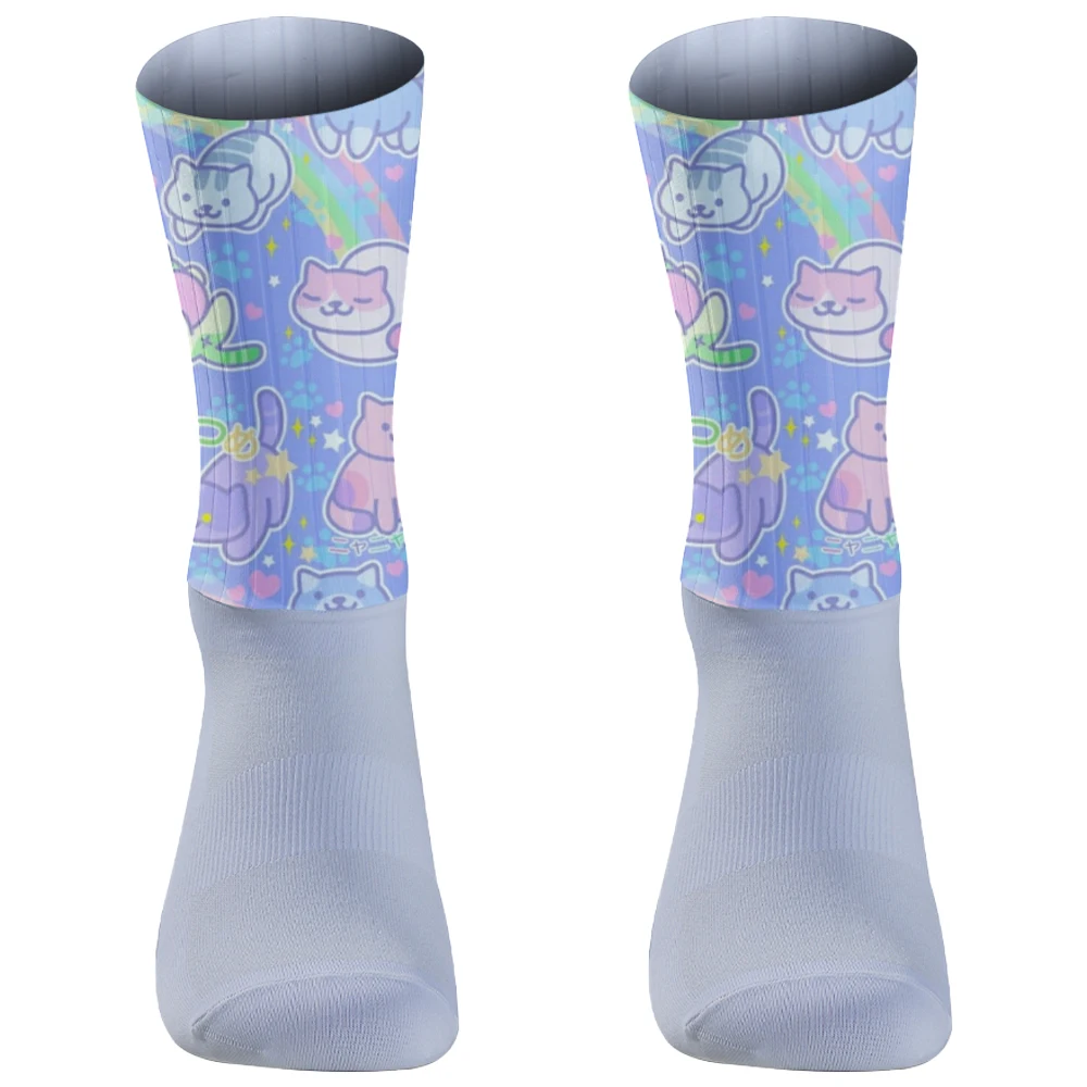 2026 جديد الرجال النساء تنفس الطريق دراجة الرياضة في الهواء الطلق سباق الجوارب الكرتون الدراجات الجوارب #6