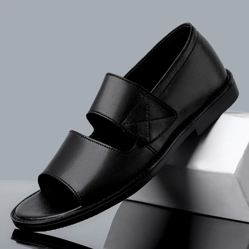 

Summer Men Sandals Genuine Leather Men Slippers fashion Men Beach Sandals for men Soft Comfortable Outdoors Wading Shoes man