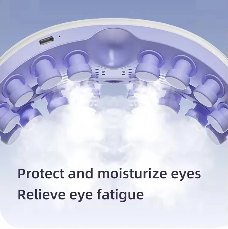 Meiozns New Products 3D Acupressure Music Timing Heated Eye Massager Relieve Fatigue Spray Moisture Eye Massage Device