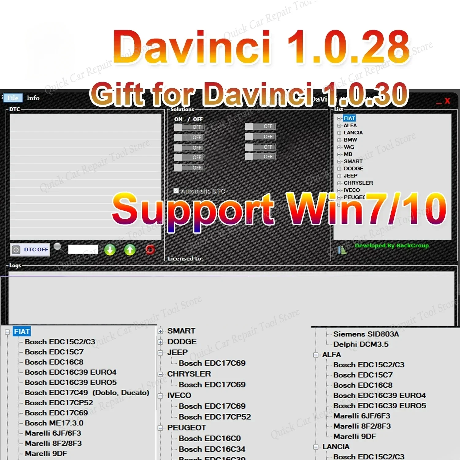 Davinci 1.0.28 PRO CHIPTUNING REMAPPING DAVINCI REMAP Repair Software Support Win 7/10/11 Davinci 1.0.30 Work on KESS/KTAG