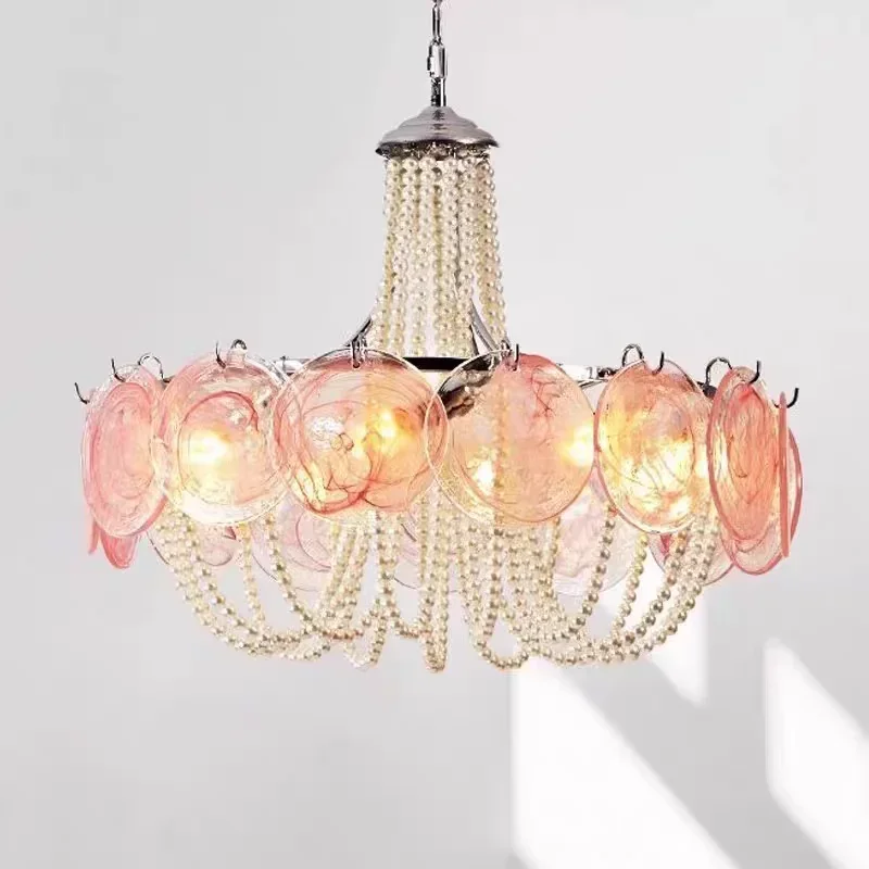 Modern Luxury Round Glass Chandelier for Living Dining Room Bedroom Kitchen Hanging Lamps Indoor