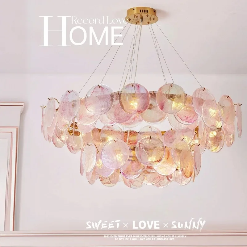2026 Murano Glass Chandelier For Living Room Bedroom Pink White Glass Hanging Pendant Lamp For Dining Room Kitchen Lighting